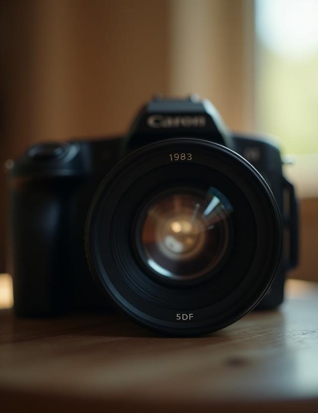 Close up of a professional mirrorless camera lens with soft bokeh